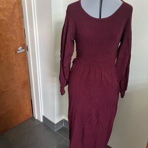Chic Long Sleeve Maroon Dress